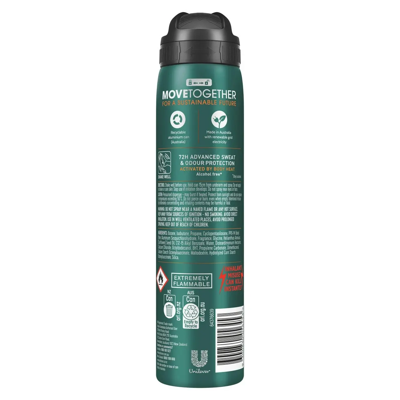 Rexona Men Advanced Antiperspirant Deodorant Aerosol Workout 72-Hour Protection 220ml