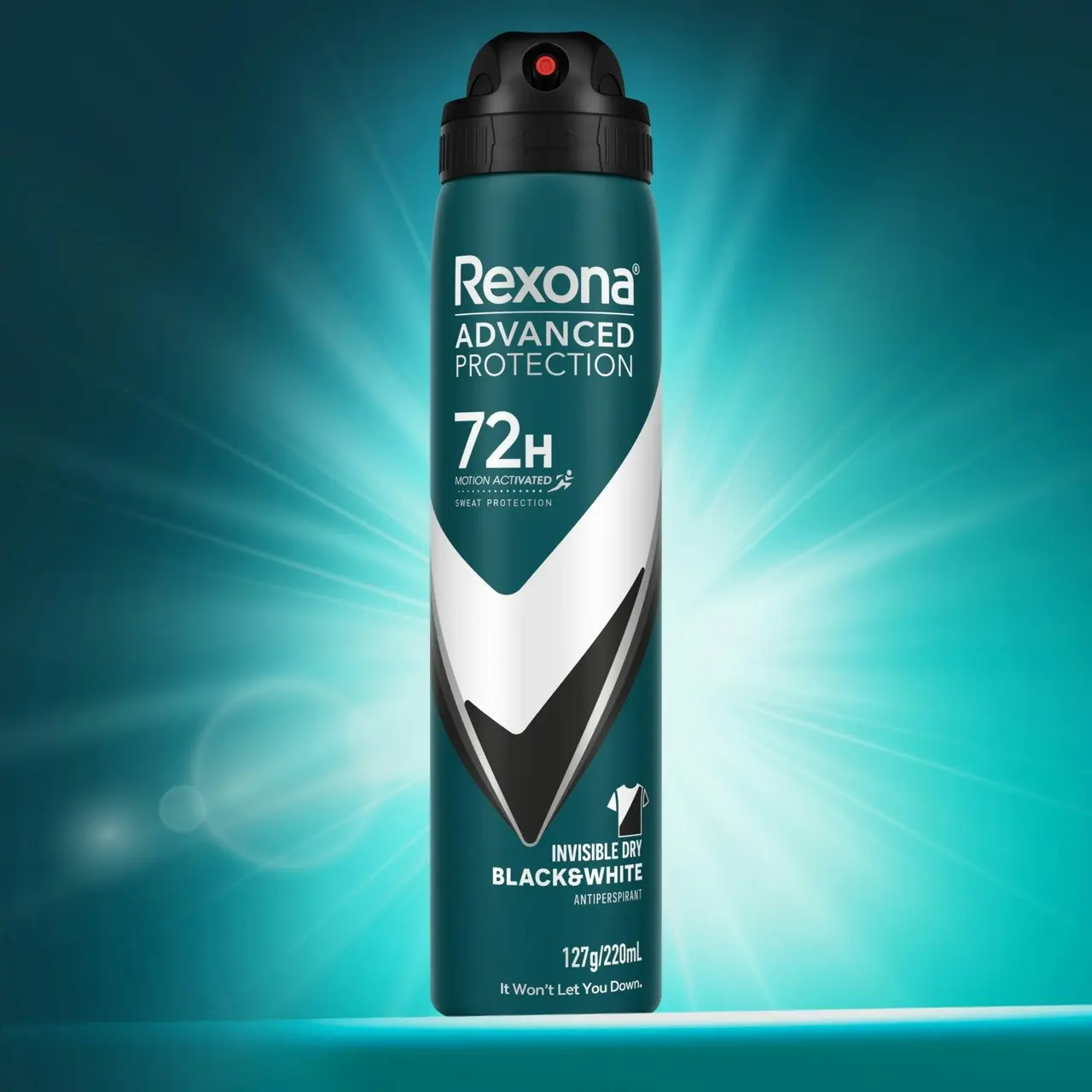 Rexona Men Advanced Antiperspirant Deodorant Aerosol Invisible Dry Black & White 72-Hour Protection 220ml