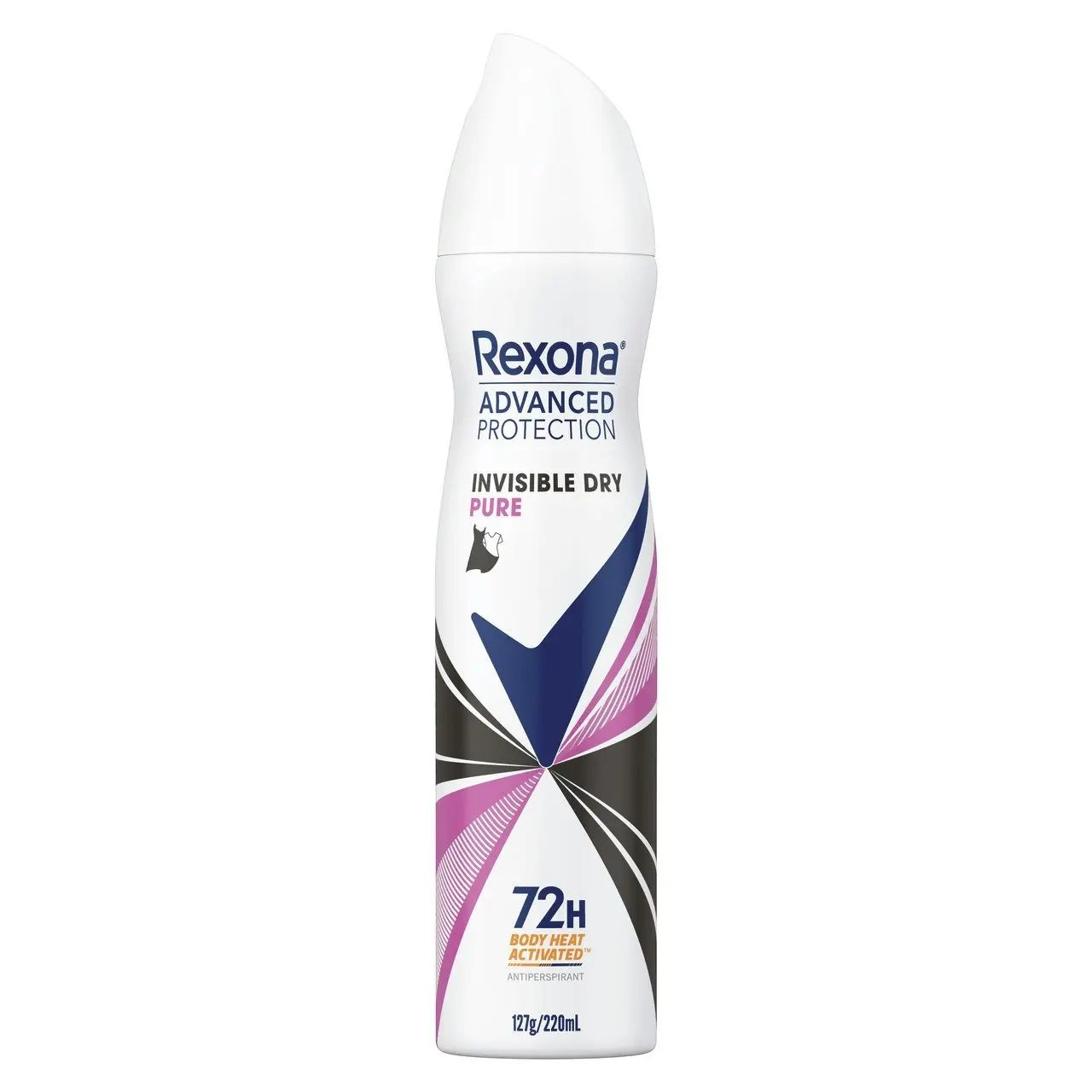 Rexona Women Advanced Antiperspirant Deodorant Aerosol Invisible Dry Pure 72-Hour Protection 220ml