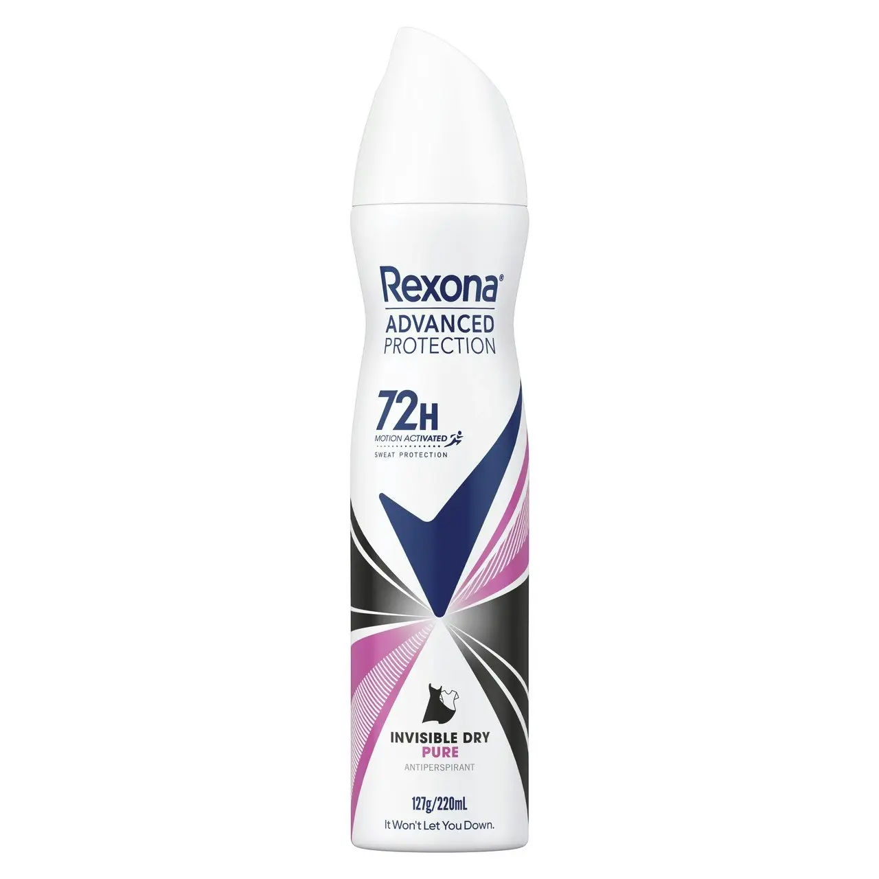 Rexona Women Advanced Antiperspirant Deodorant Aerosol Invisible Dry Pure 72-Hour Protection 220ml