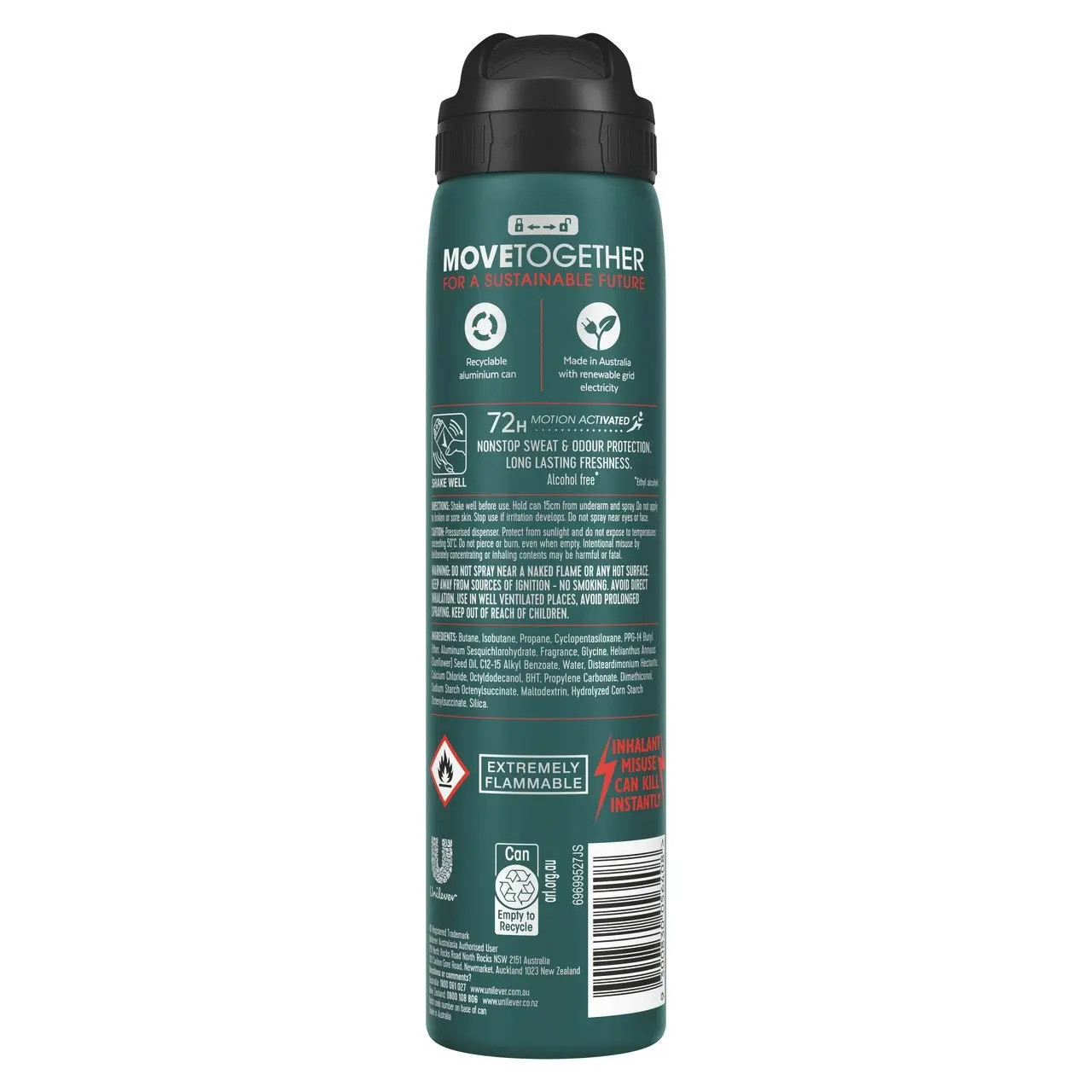 Rexona Men Advanced Antiperspirant Deodorant Aerosol Turbo Charge 72-Hour Protection 220ml