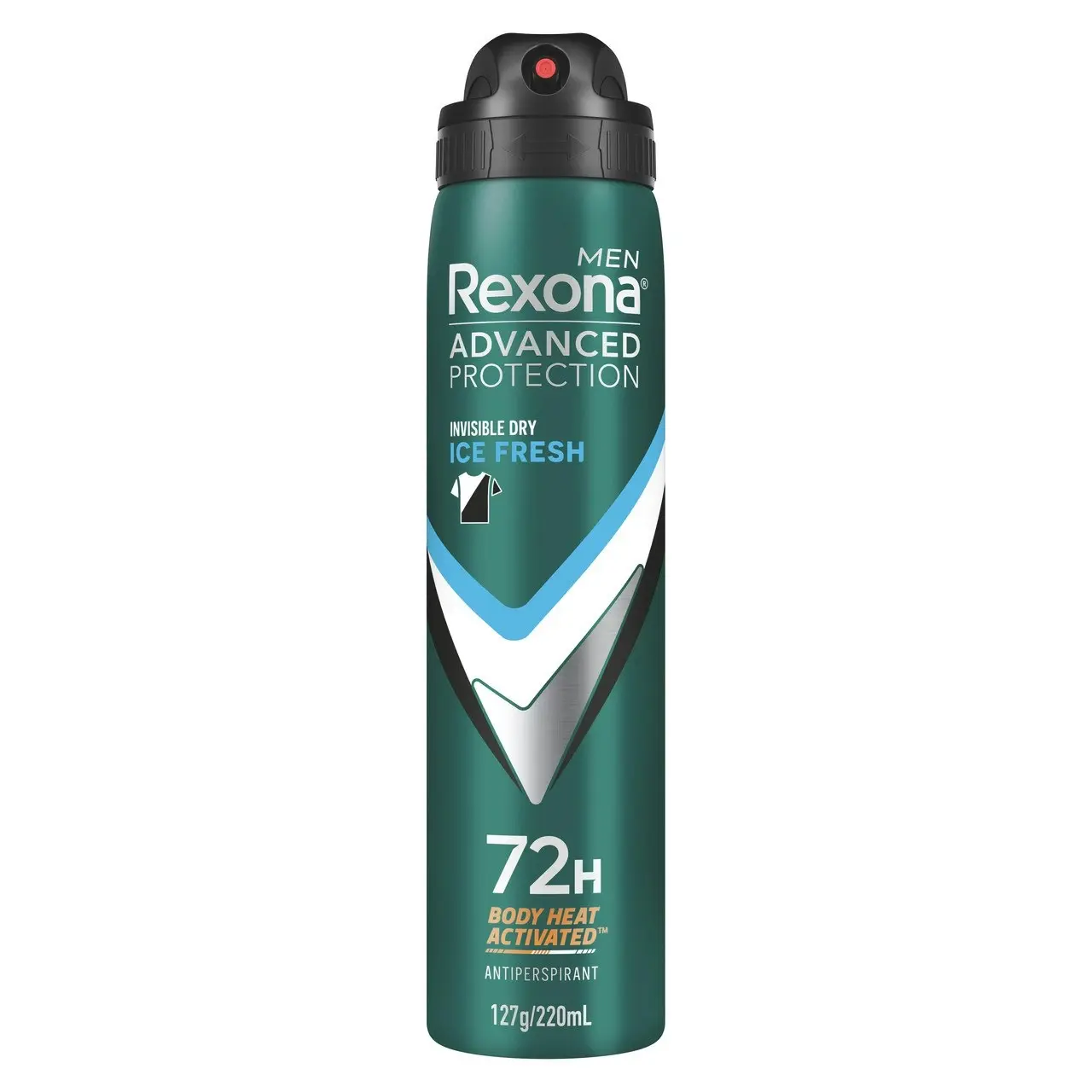 Rexona Men Advanced Antiperspirant Deodorant Aerosol Invisible Dry Ice Fresh 72-Hour Protection 220ml