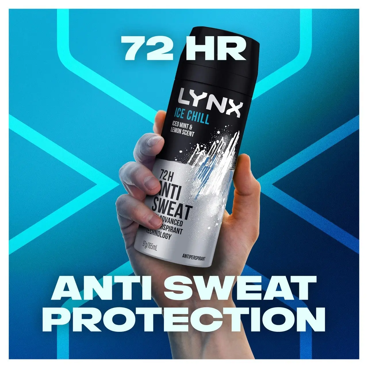 Lynx  Antiperspirant Aerosol 72-hour sweat protection Ice Chill deodorant with iced mint and lemon scent 165 mL