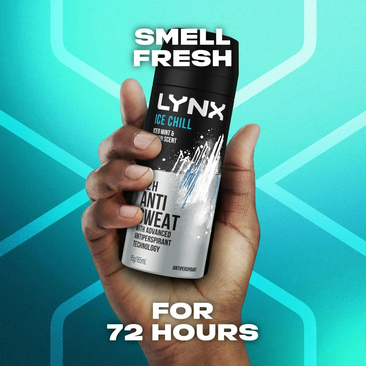 Lynx  Antiperspirant Aerosol 72-hour sweat protection Ice Chill deodorant with iced mint and lemon scent 165 mL