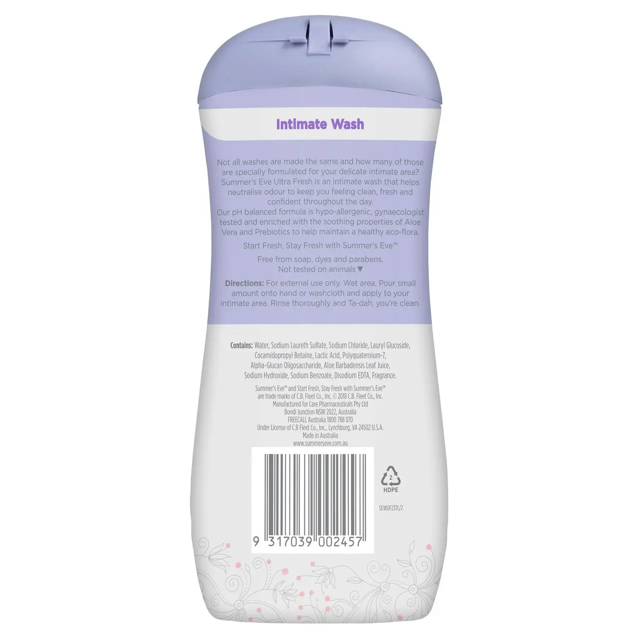 Summer's Eve Ultra Fresh Intimate Wash with Aloe & Prebiotics 237mL