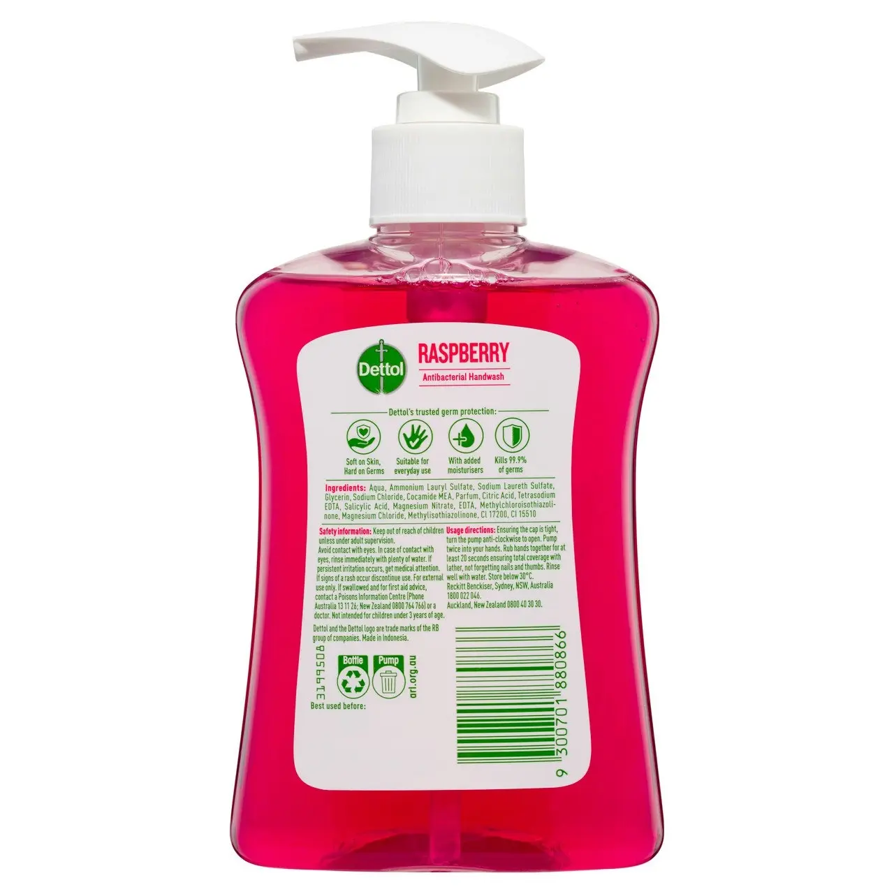 Dettol Antibacterial Liquid Hand Wash Pump Raspberry 250mL