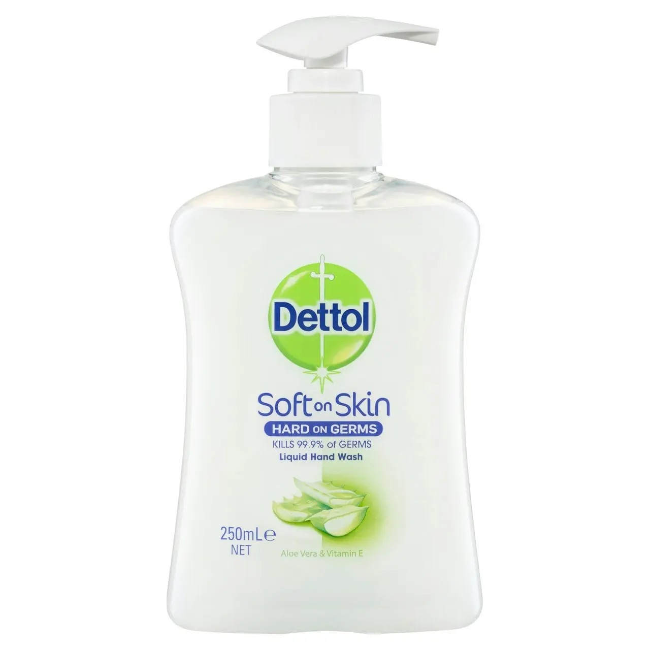 Dettol Antibacterial Liquid Hand Wash Pump Aloe Vera and Vitamin E 250mL