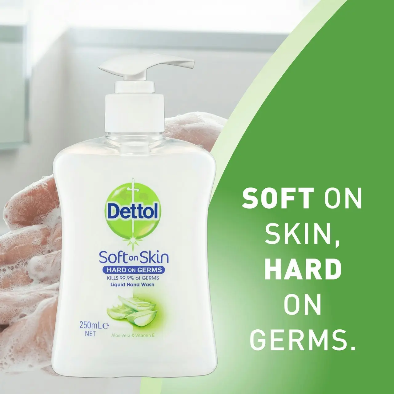 Dettol Antibacterial Liquid Hand Wash Pump Aloe Vera and Vitamin E 250mL