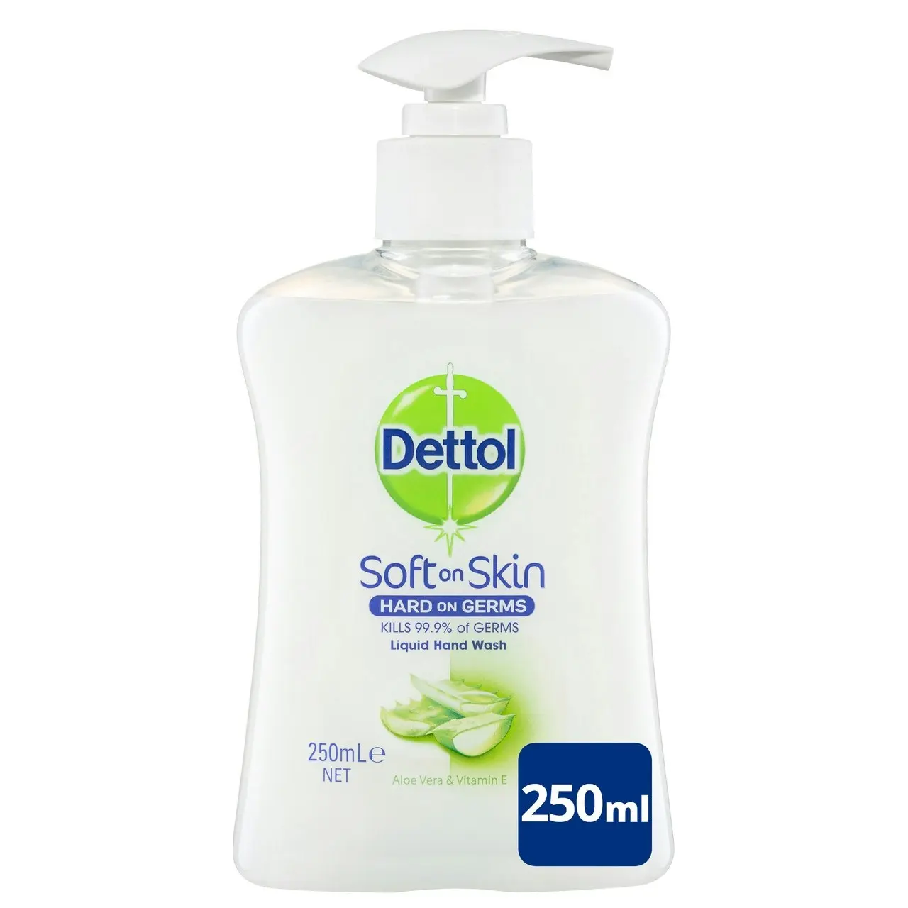 Dettol Antibacterial Liquid Hand Wash Pump Aloe Vera and Vitamin E 250mL