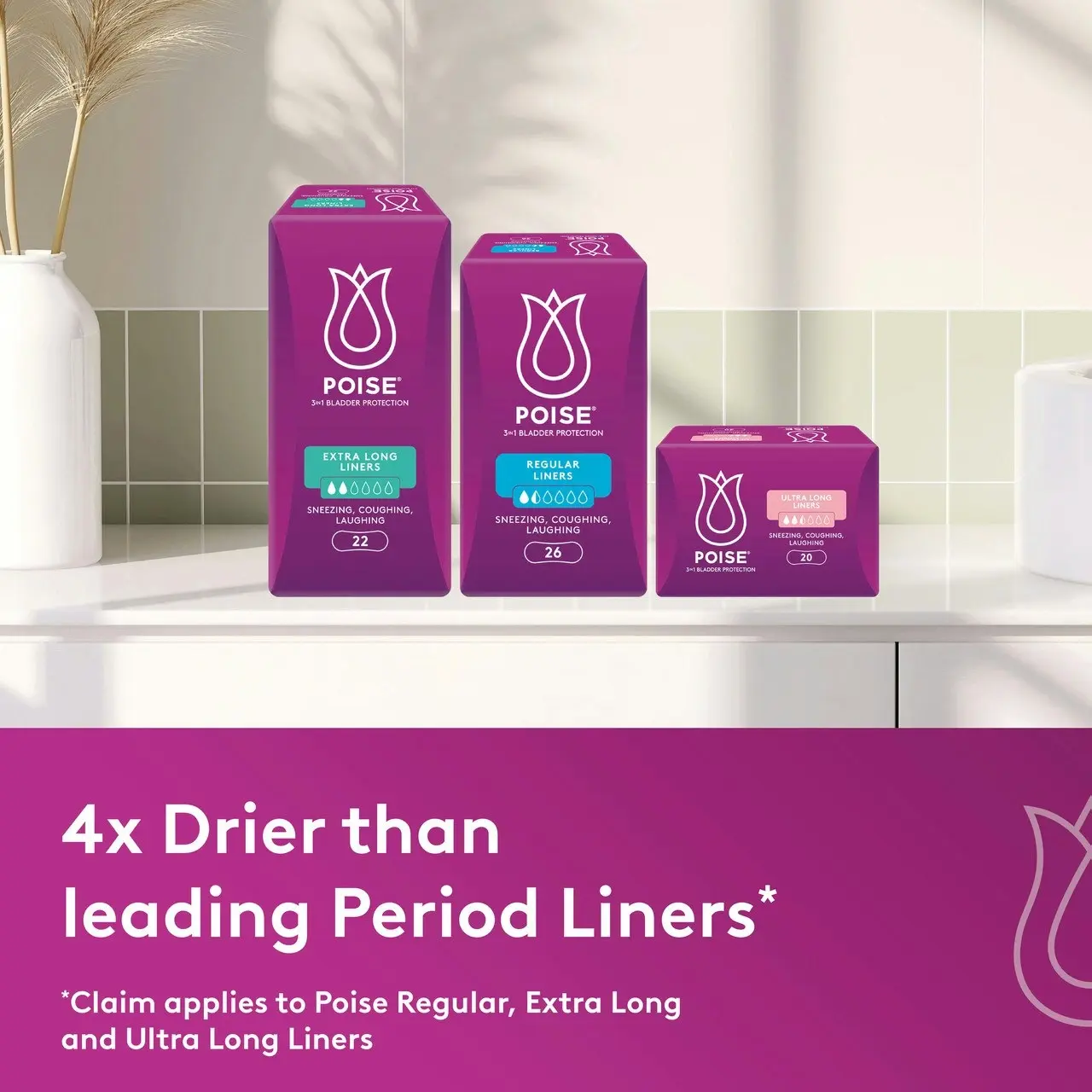 Poise Liners For Bladder Leaks Extra Long 22 Pack