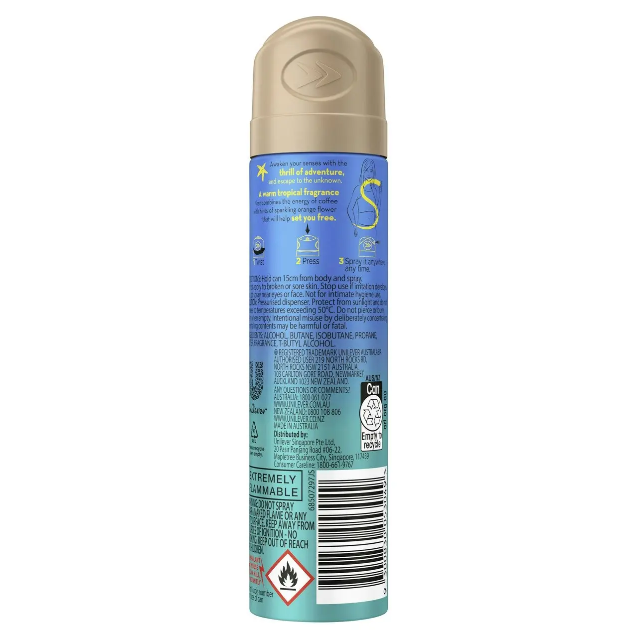 Impulse Body Spray Aerosol Deodorant Wanderlust 75mL