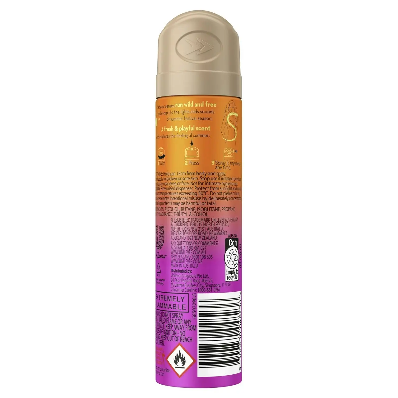 Impulse Body Spray Aerosol Deodorant Festival Summer Edition 75mL