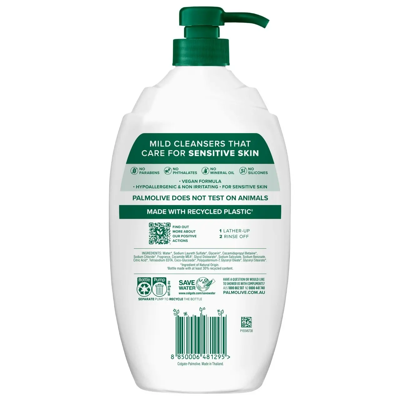 Palmolive Naturals Body Wash 1L Mild & Sensitive Soap Free Shower Gel, Clinically Tested, Non Irritating, Hypoallergenic