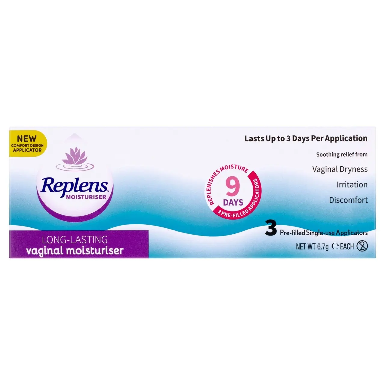 Replens Long Lasting Vaginal Moisturiser 3 Pack