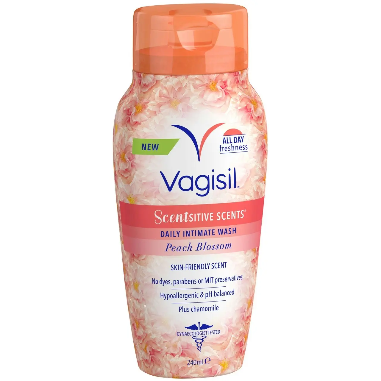 Vagisil Intimate Wash Scentsitve Scents Peach Blossom 240mL