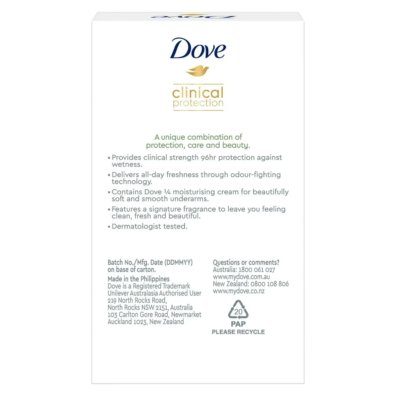 Dove Clinical Protection Antiperspirant Deodorant Fresh Touch 45 mL