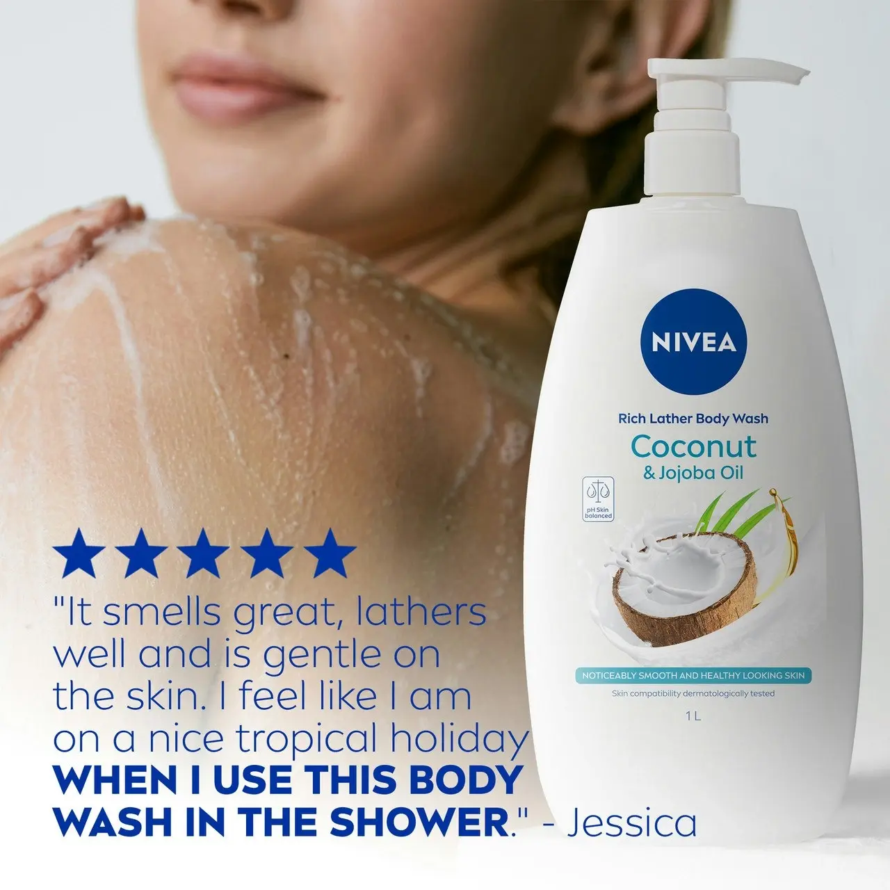 Nivea Rich Moisture Coconut & Jojoba Oil Body Wash 1L