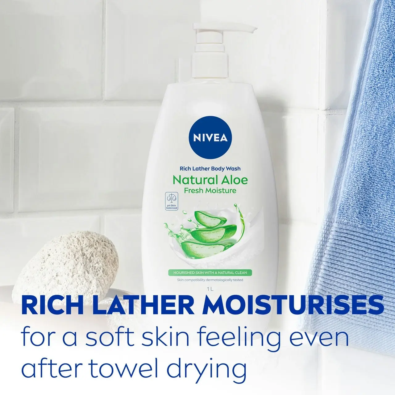 Nivea Rich Moisture Creme with Natural Aloe Body Wash 1L