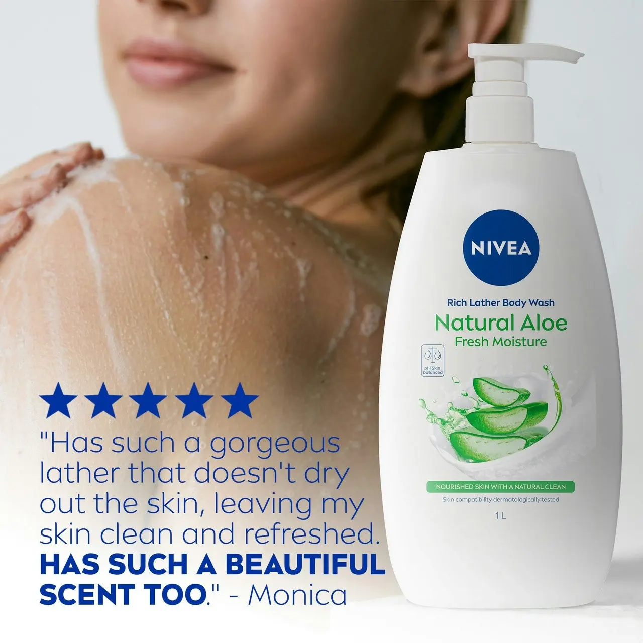 Nivea Rich Moisture Creme with Natural Aloe Body Wash 1L