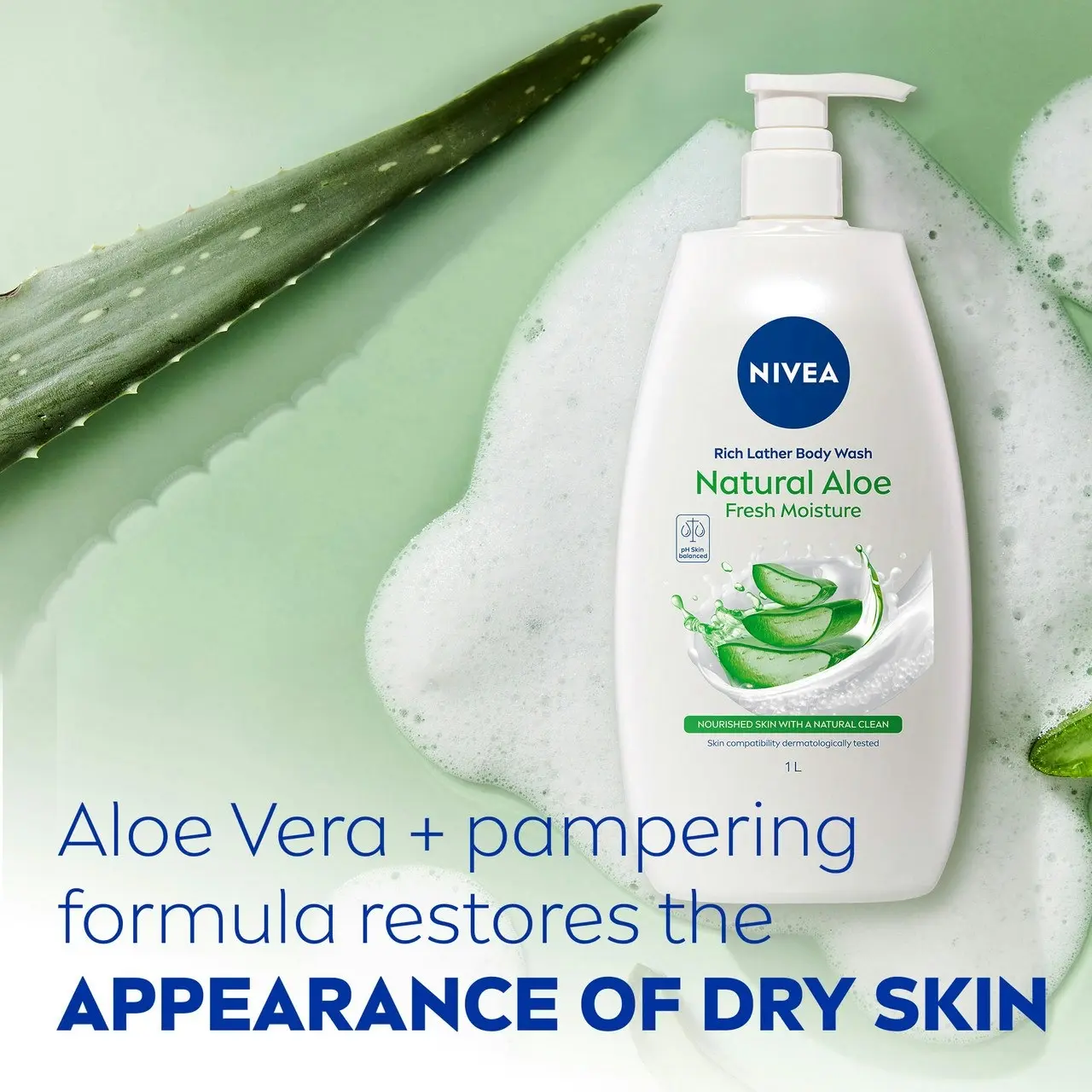 Nivea Rich Moisture Creme with Natural Aloe Body Wash 1L