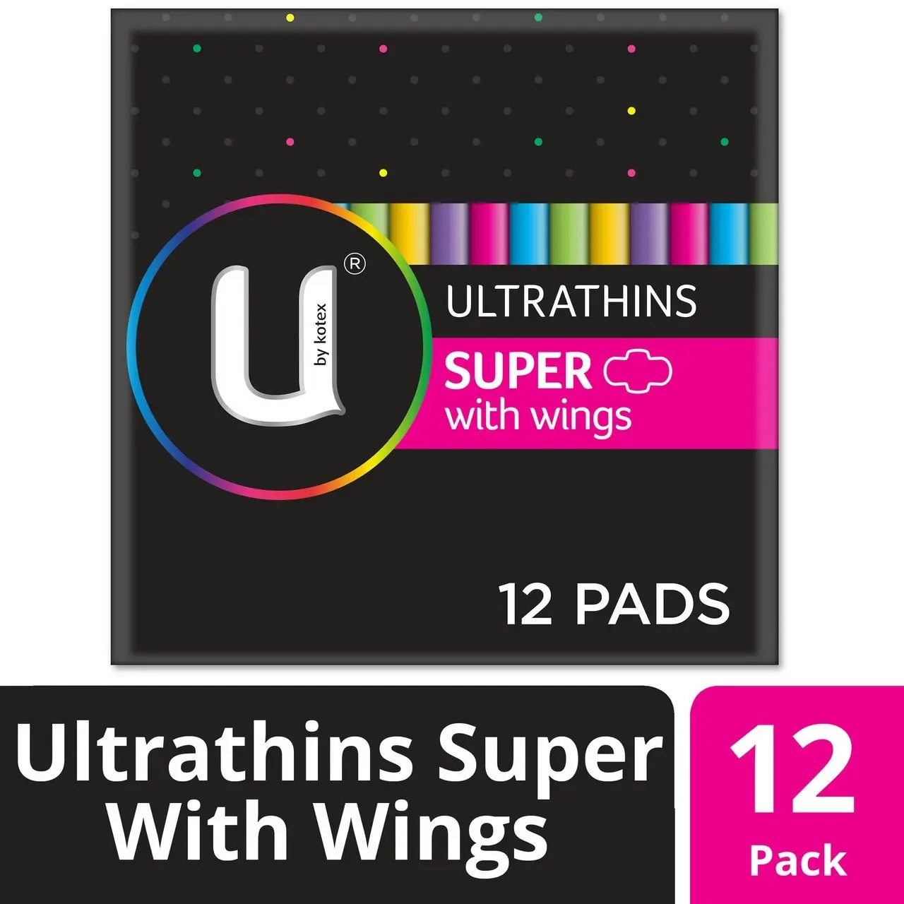 U by Kotex Ultrathin Pads Super with Wings 12 Pack