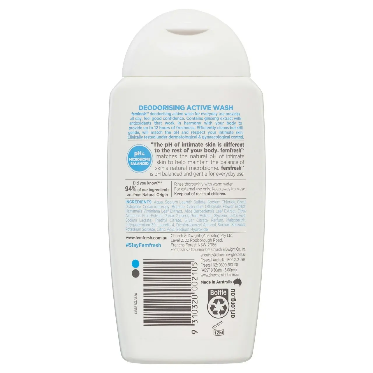 femfresh Deodorising Active Intimate Wash 250mL