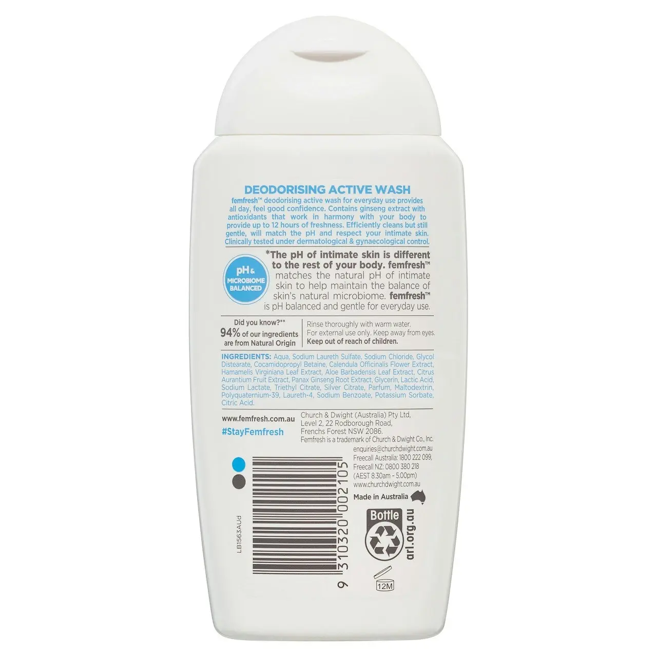 femfresh Deodorising Active Intimate Wash 250mL