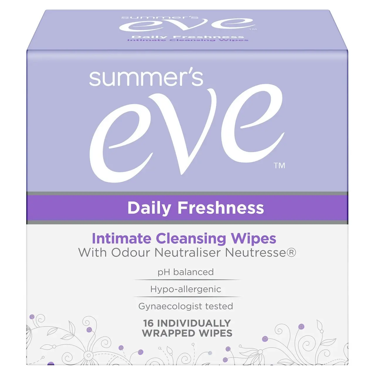 Summer's Eve Daily Freshness Intimate Cleansing Wipes with Odour Neutraliser Neutresse 16 Pack