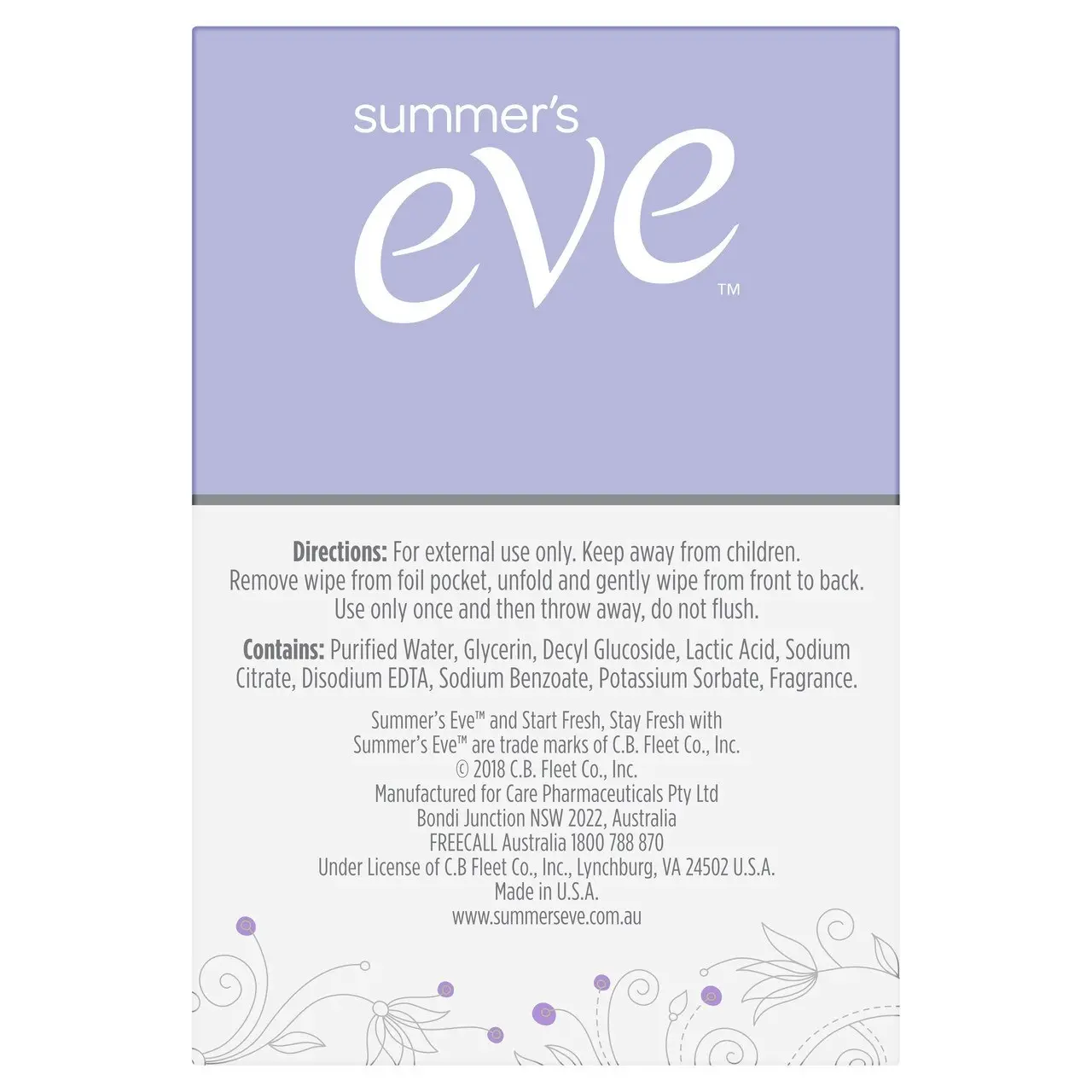 Summer's Eve Daily Freshness Intimate Cleansing Wipes with Odour Neutraliser Neutresse 16 Pack