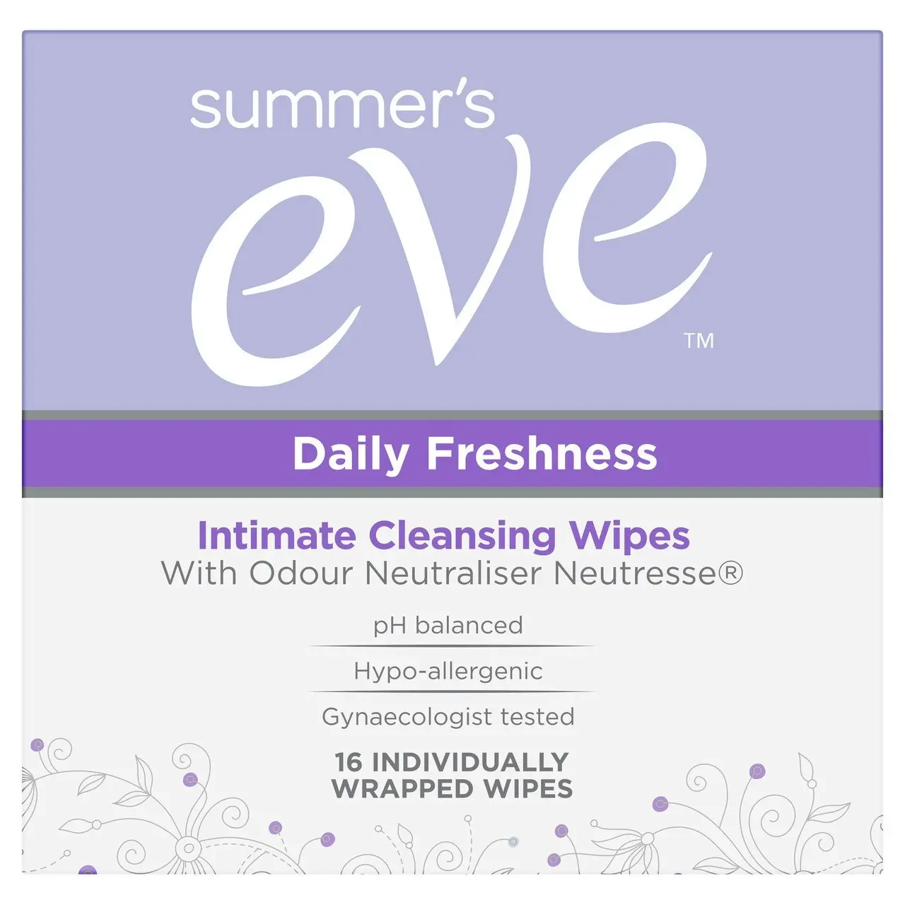 Summer's Eve Daily Freshness Intimate Cleansing Wipes with Odour Neutraliser Neutresse 16 Pack