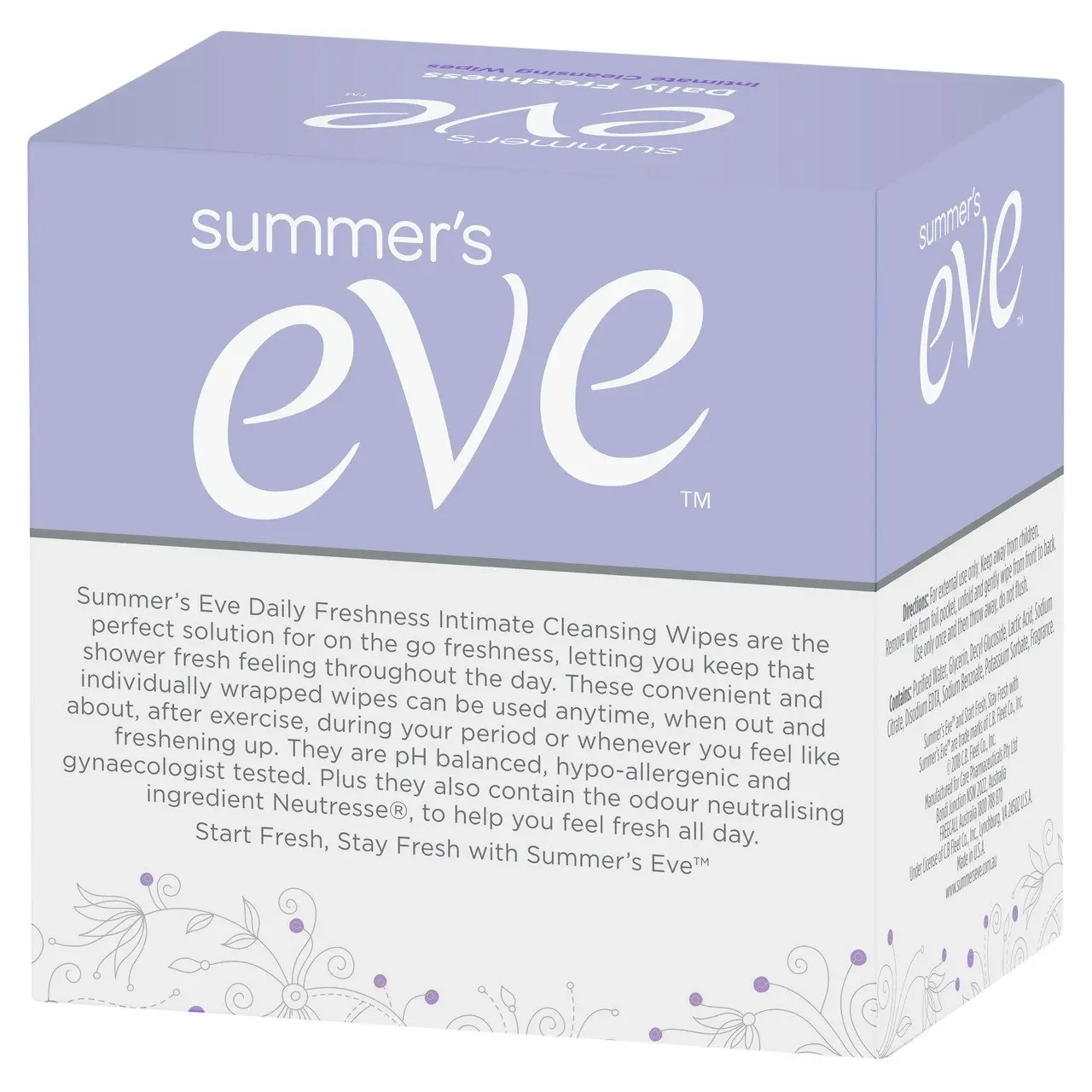 Summer's Eve Daily Freshness Intimate Cleansing Wipes with Odour Neutraliser Neutresse 16 Pack