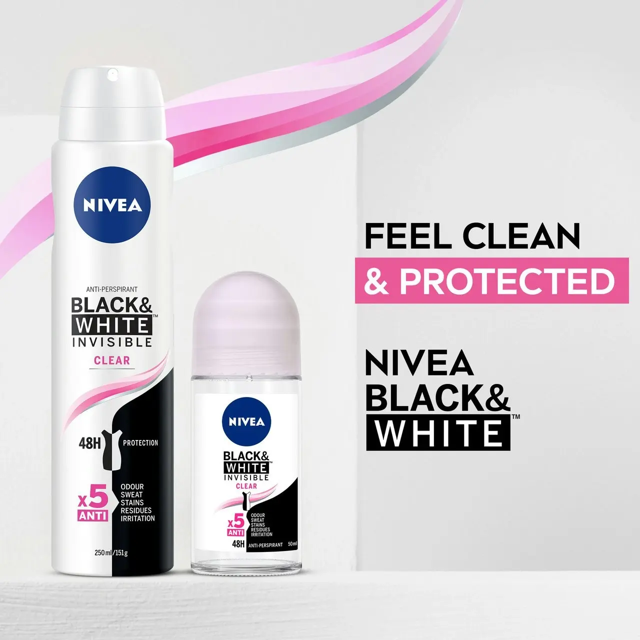 Nivea Invisible Black & White Clear Roll-On 50ml