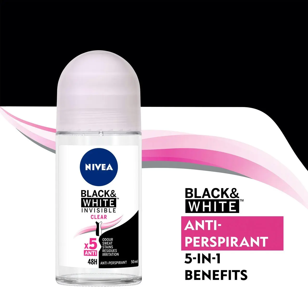 Nivea Invisible Black & White Clear Roll-On 50ml