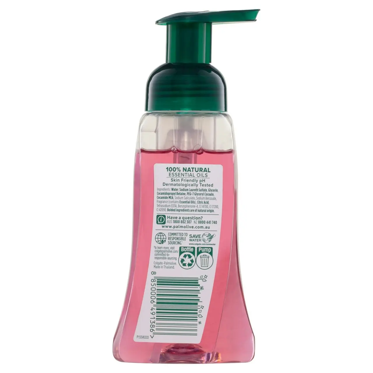 Palmolive Foaming Hand Wash Soap, 250mL, Raspberry Pump, No Parabens Phthalates or Alcohol