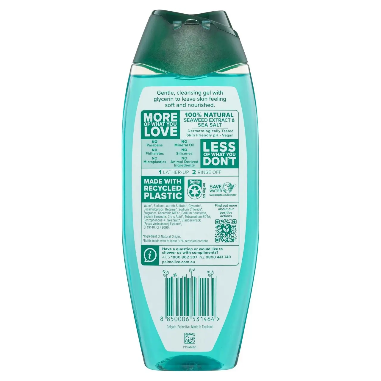 Palmolive Naturals Body Wash, 500mL, Sea Minerals with Seaweed and Sea Salt, No Parabens