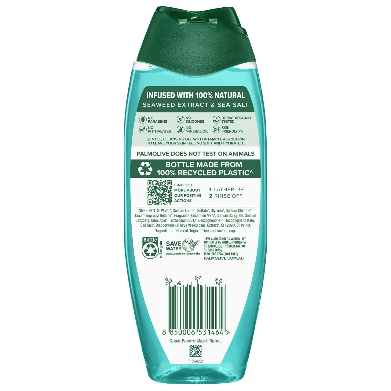 Palmolive Naturals Body Wash, 500mL, Sea Minerals with Seaweed and Sea Salt, No Parabens