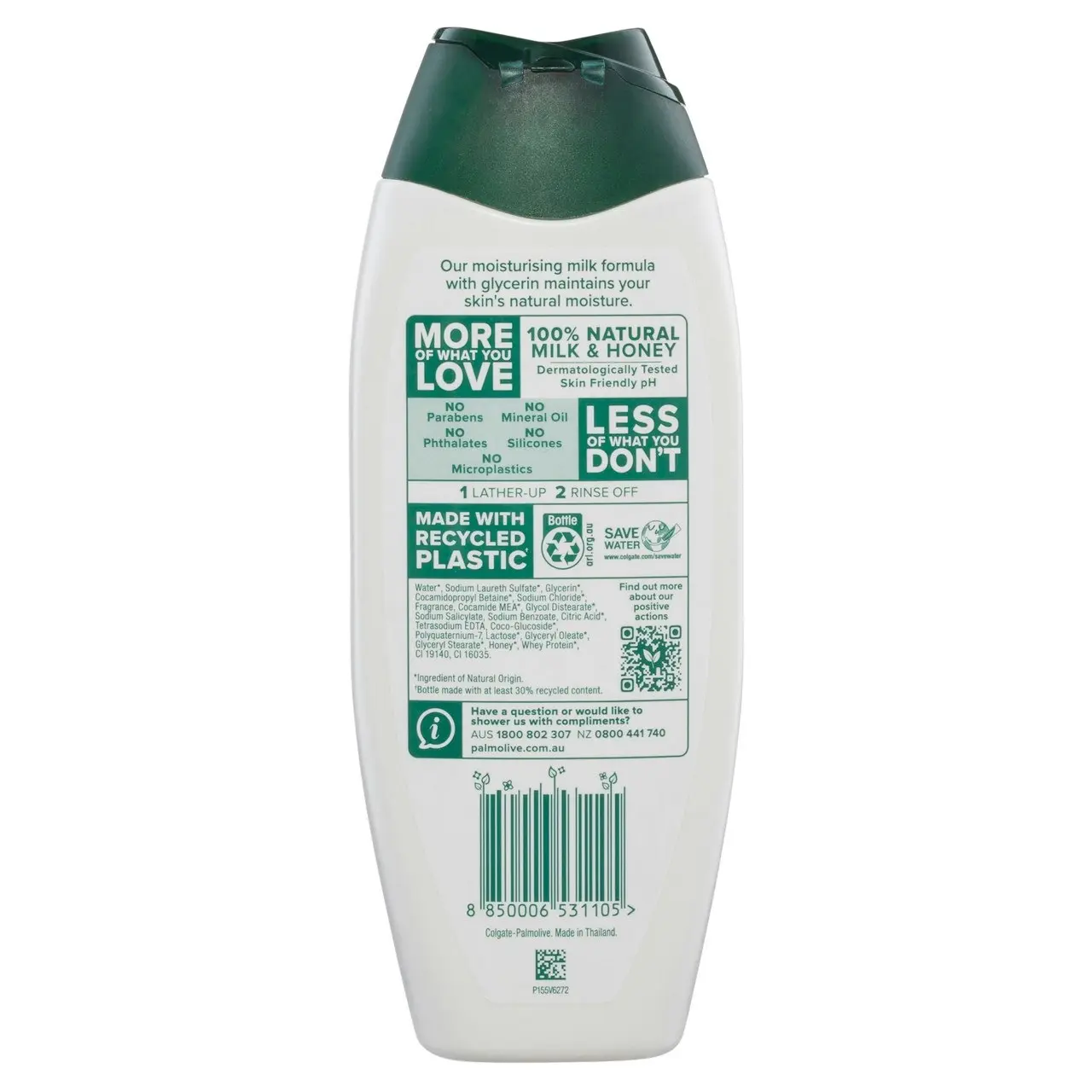 Palmolive Naturals Body Wash, 500mL, Milk and Honey, with Moisturising Milk