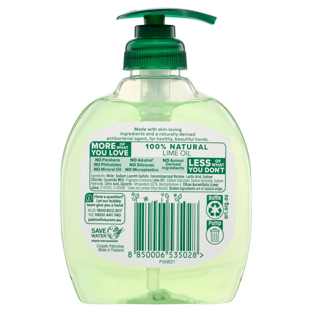 Palmolive Antibacterial Liquid Hand Wash Soap, 250mL, Odour Neutralising Lime Pump, No Parabens Phthalates or Alcohol