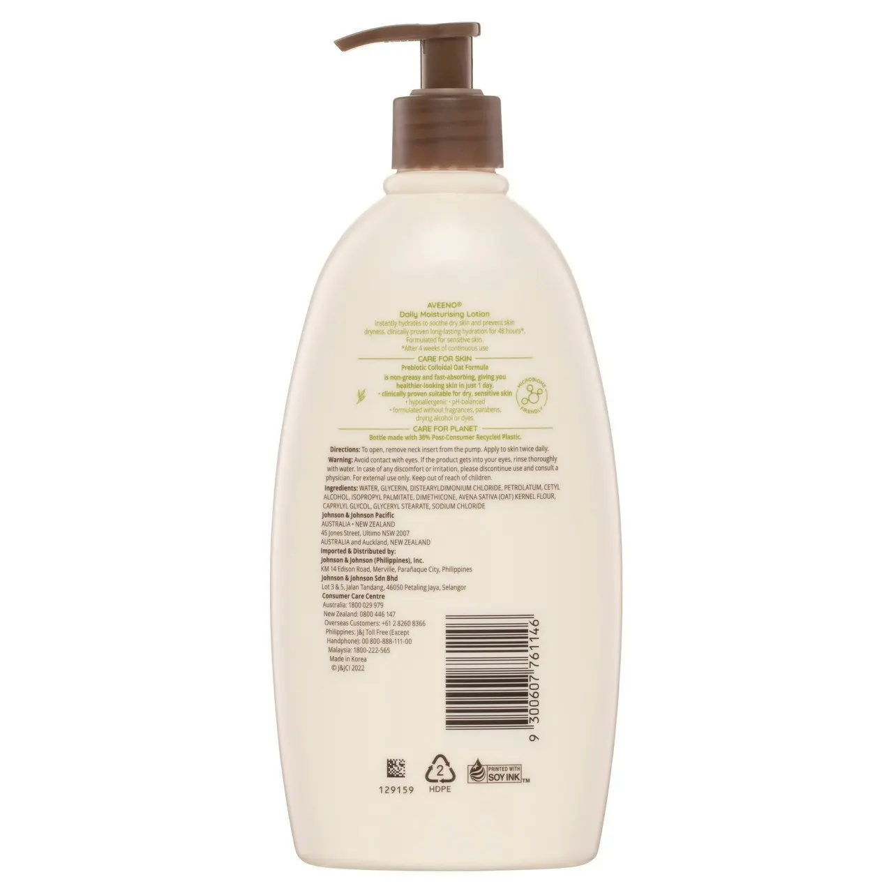 Aveeno Daily Moisturising Non-Greasy Fragrance Free Body Lotion 48-Hour Hydration Soothe Normal Dry Sensitive Skin 532mL