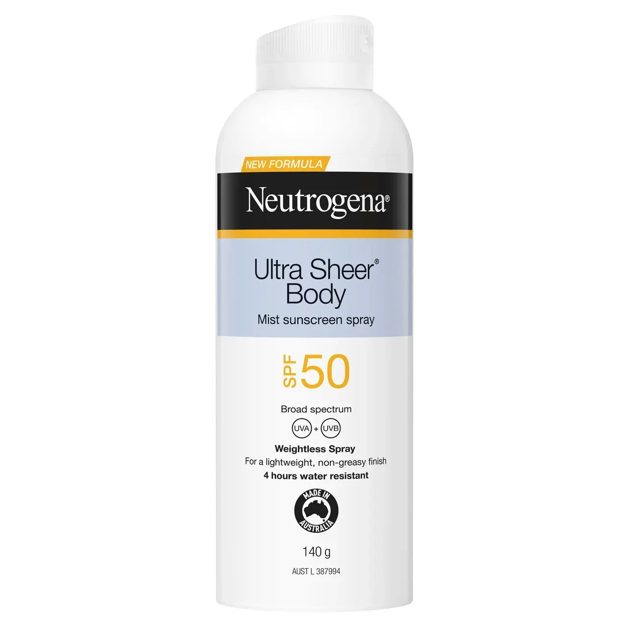 Neutrogena Ultra Sheer Body Mist sunscreen SPF50 140g