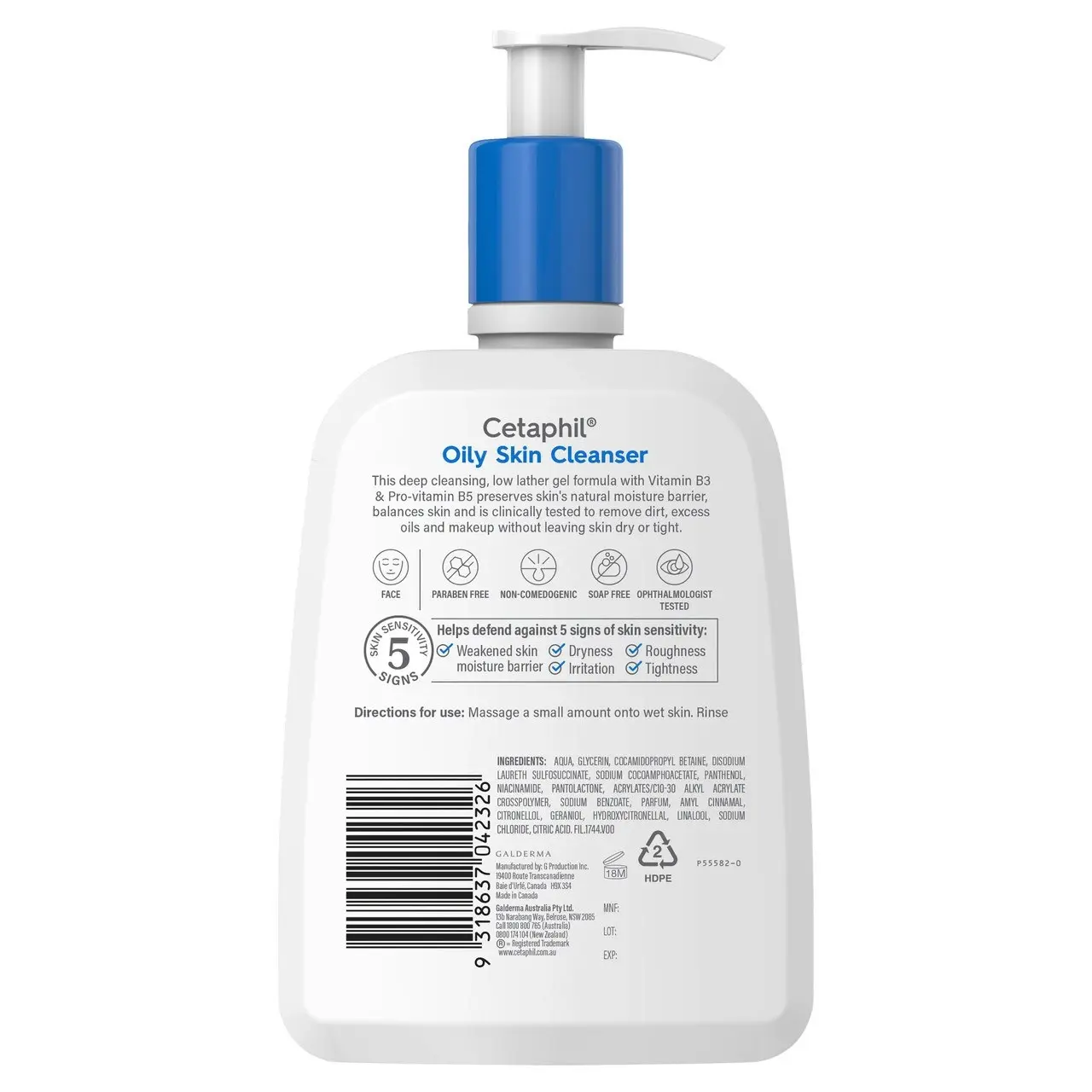 Cetaphil Oily Skin Cleanser 500mL, Oily and Combination Skin