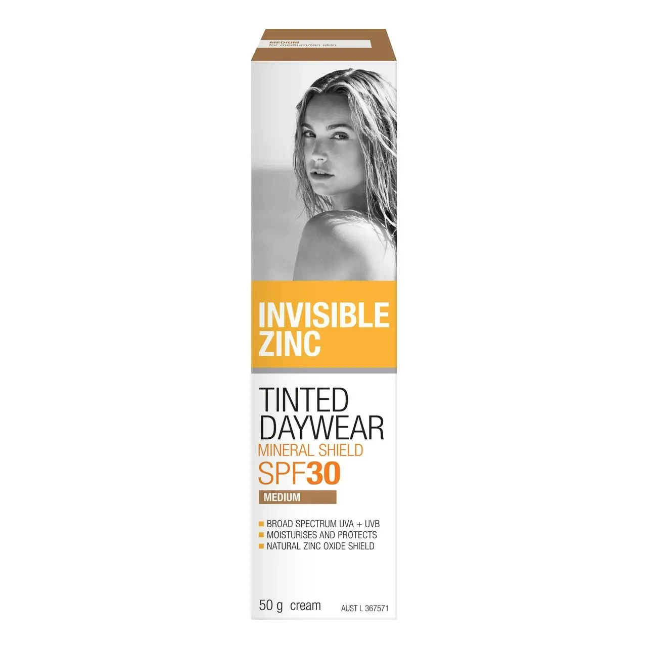 Invisible Zinc Tinted Daywear Mineral Shield SPF 30 Medium 50g