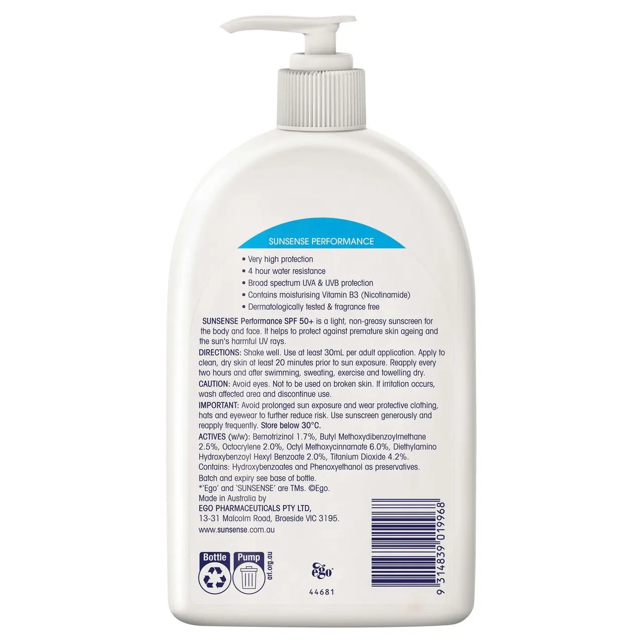 Sunsense Performance SPF50+ 500mL