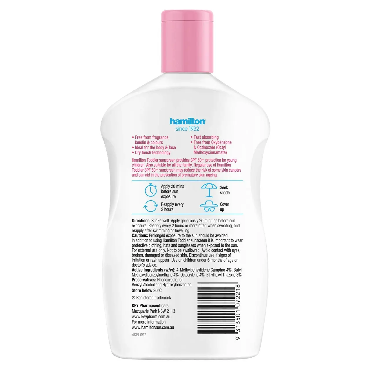 Hamilton Toddler Lotion SPF 50+ 250mL