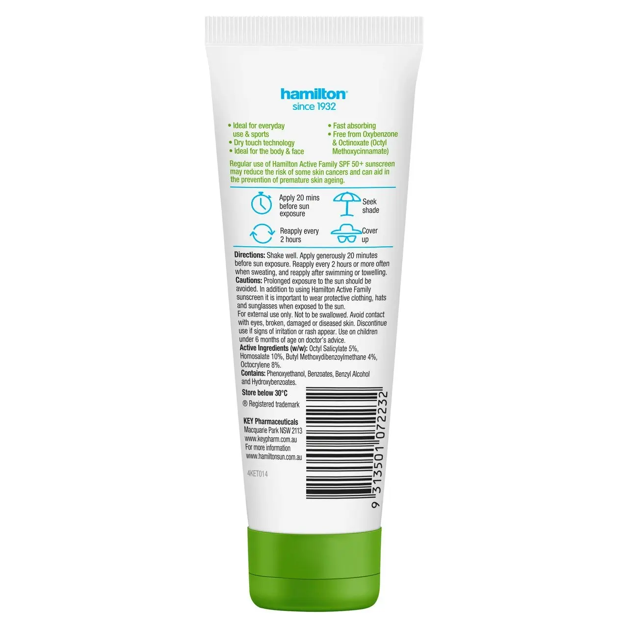 Hamilton Active Family Lotion SPF 50+ 110g