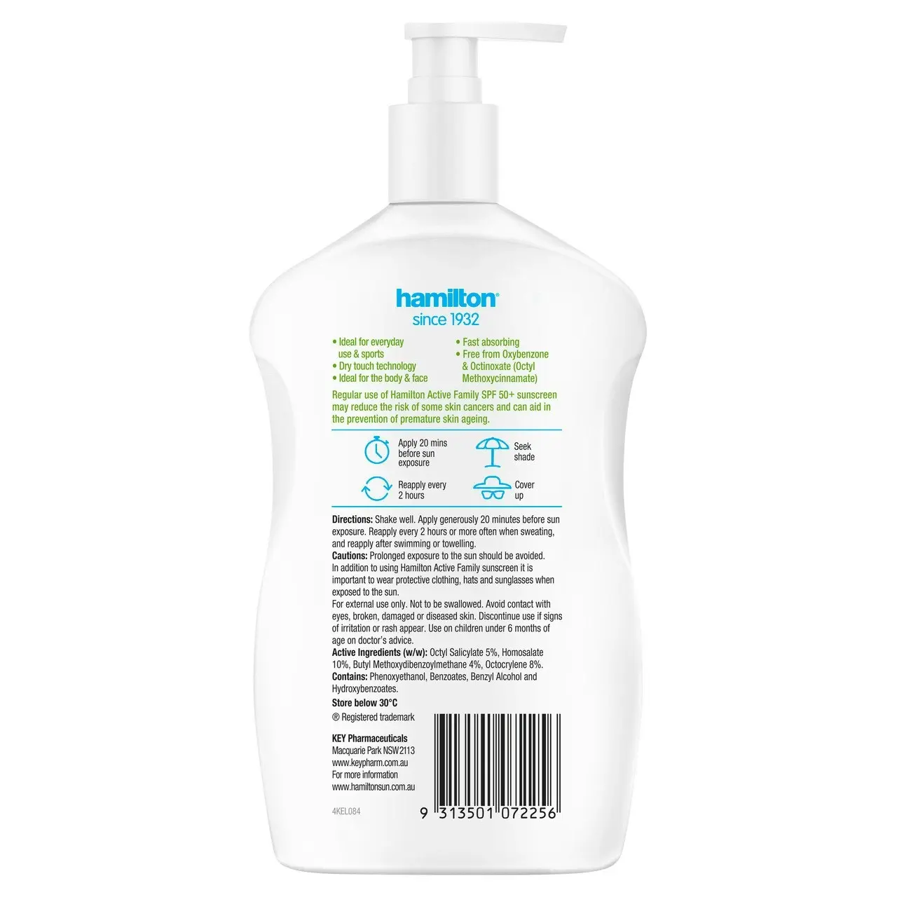 Hamilton Active Family Lotion SPF 50+ 500mL