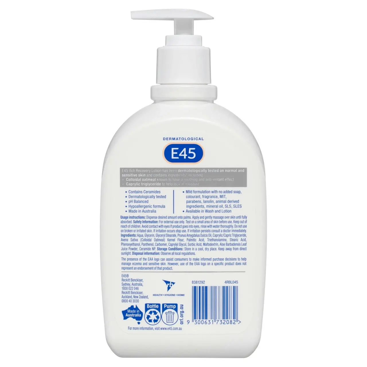 E45 Itch Recovery Moisturising Lotion 500mL