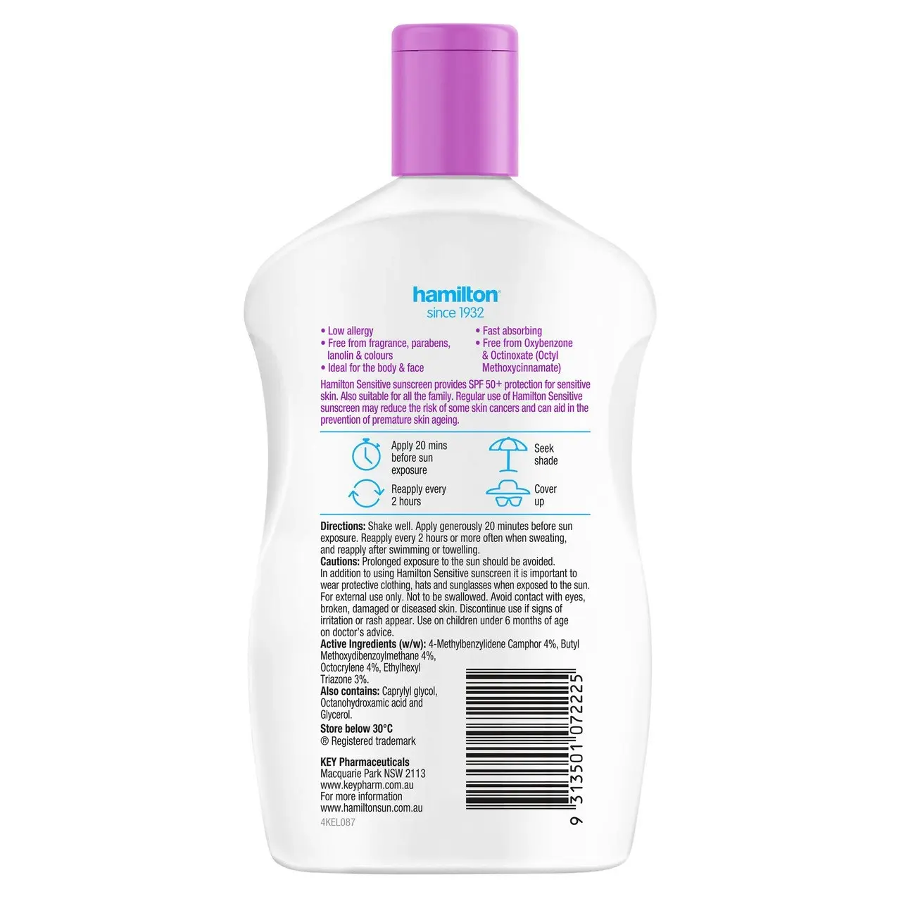 Hamilton Sensitive Lotion SPF 50+ 265mL