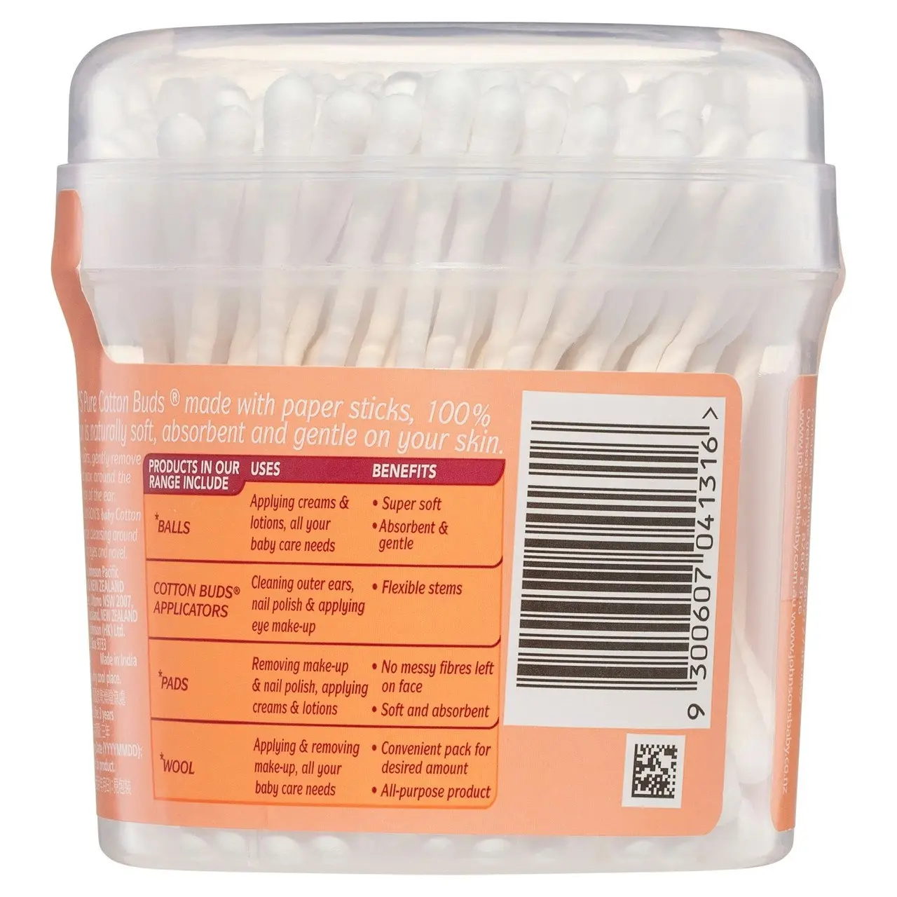 Johnson's Pure Cotton Bud Applicators With Paper Sticks 150 Pack