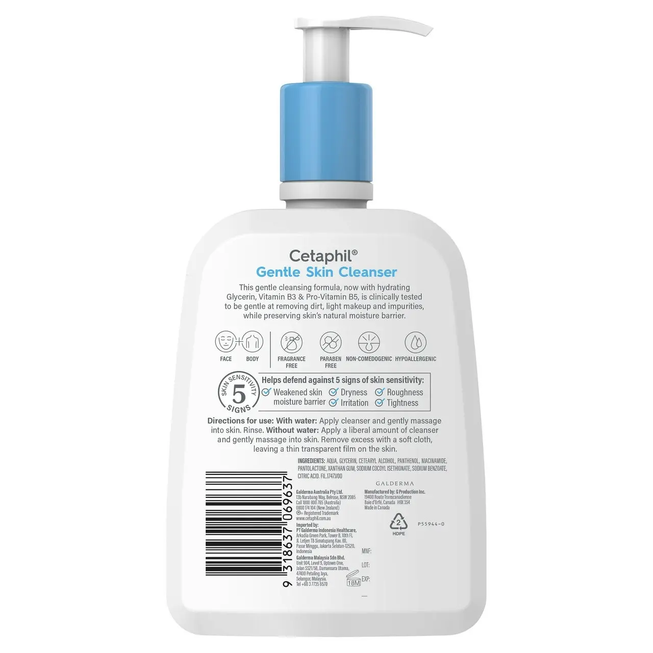 Cetaphil Gentle Skin Cleanser 500mL, For Face & Body Care